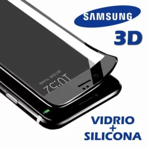 VIDRIO TEMPLADO CON BORDE SILICONA 3D PARA SAMSUNG