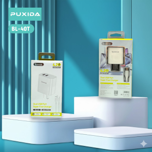 CARGADOR BONOCE CON 2 PUERTO USB + CABLE USB A TIPO C - CARGA DE 4.2A BL-40T