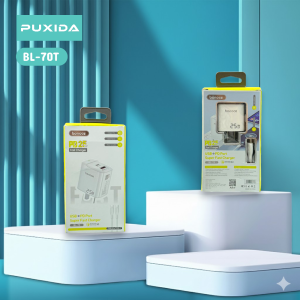 CARGADOR BONOCE CON PUERTO USB + TIPO C - CON CABLE C-C - CARGA 25W BL-70T