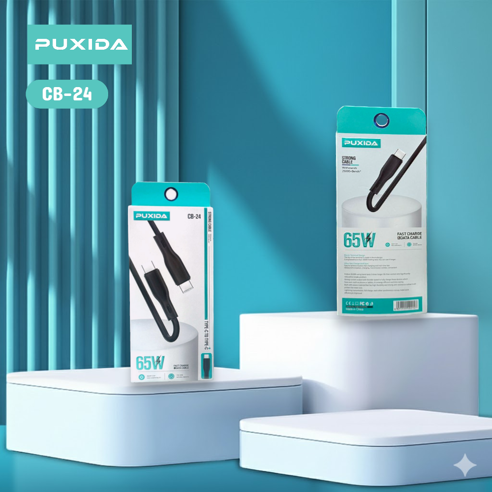 CABLE PUXIDA TIPO C A TIPO C – CARGA SUPER RÁPIDA DE 65W - CON PVC REFORZADO CB-24