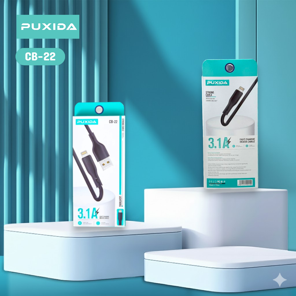 CABLE PUXIDA USB A LIGHTNING – CARGA 3.1A - CON PVC REFORZADO CB-22